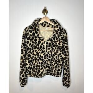 Z Supply Leopard-Print Teddy Zip Jacket in Cream, Black, Brown